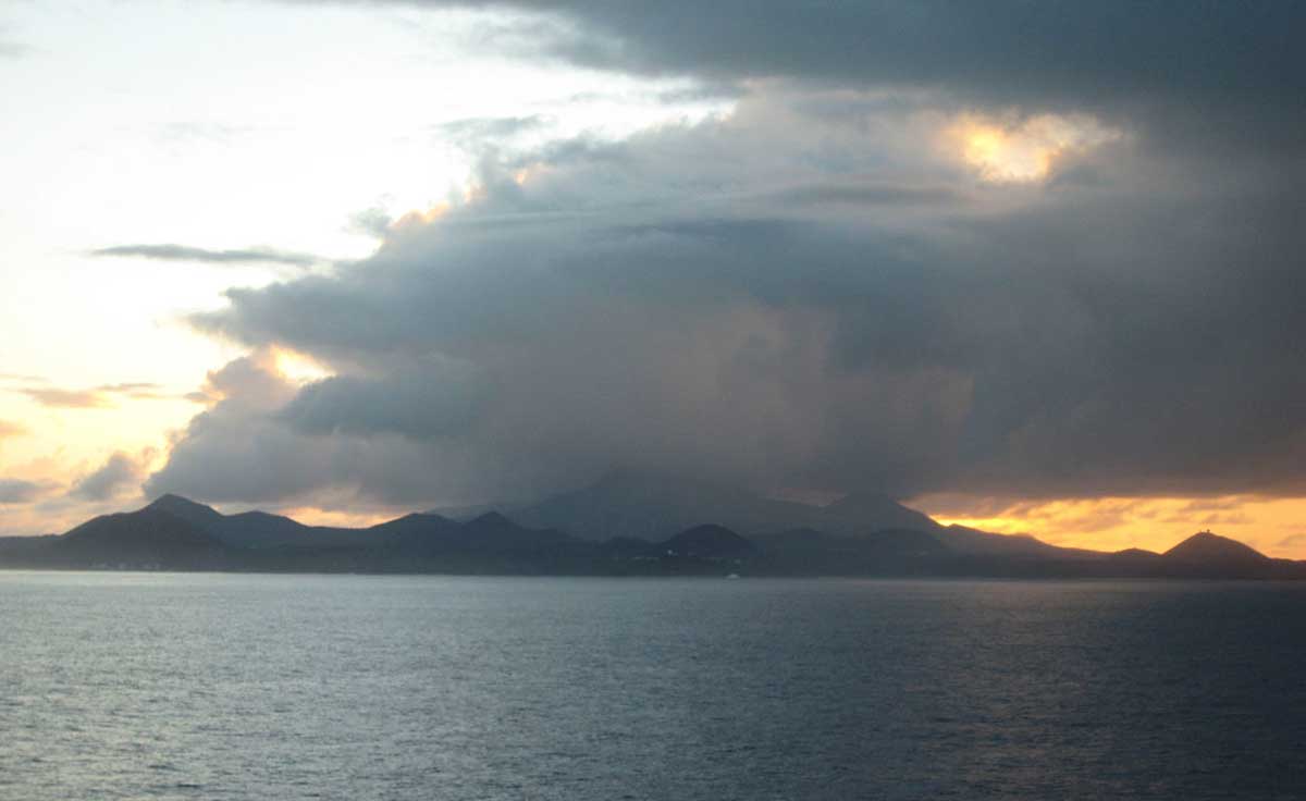 Photograph of Ascension Island in the mid-Atlantic ocean.