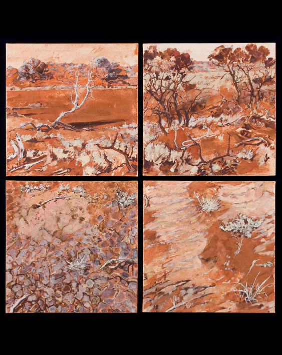 Composite image of two oil paintings. - click to view larger image