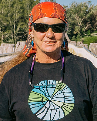 A portrait photo of Michelle Flanders, Aboriginal Project Officer at Saltwater Freshwater Arts Alliance.