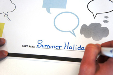 A board game template entitled 'Summer Holidays'.