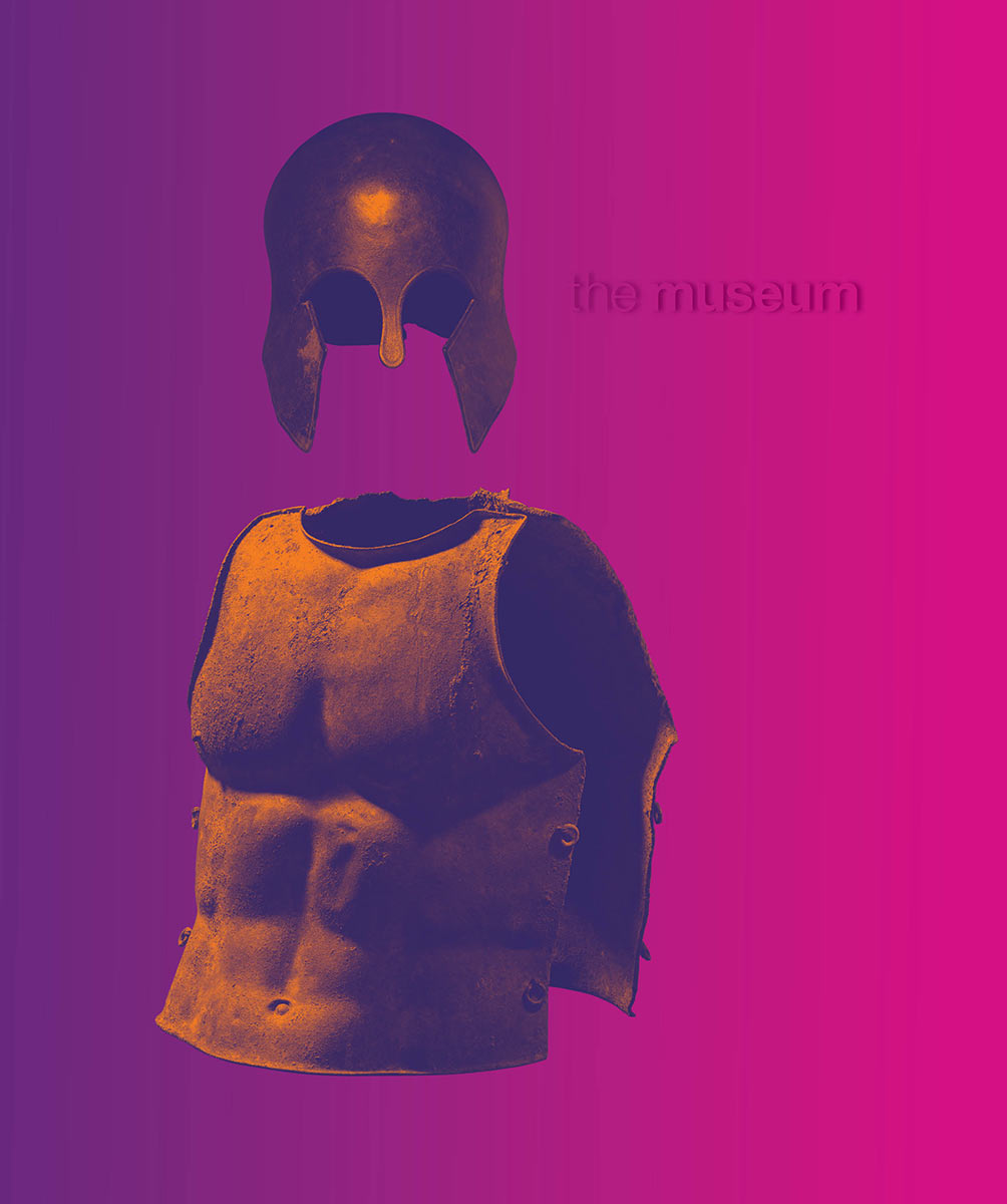 Cover for The Museum magazine featuring head and body armour.