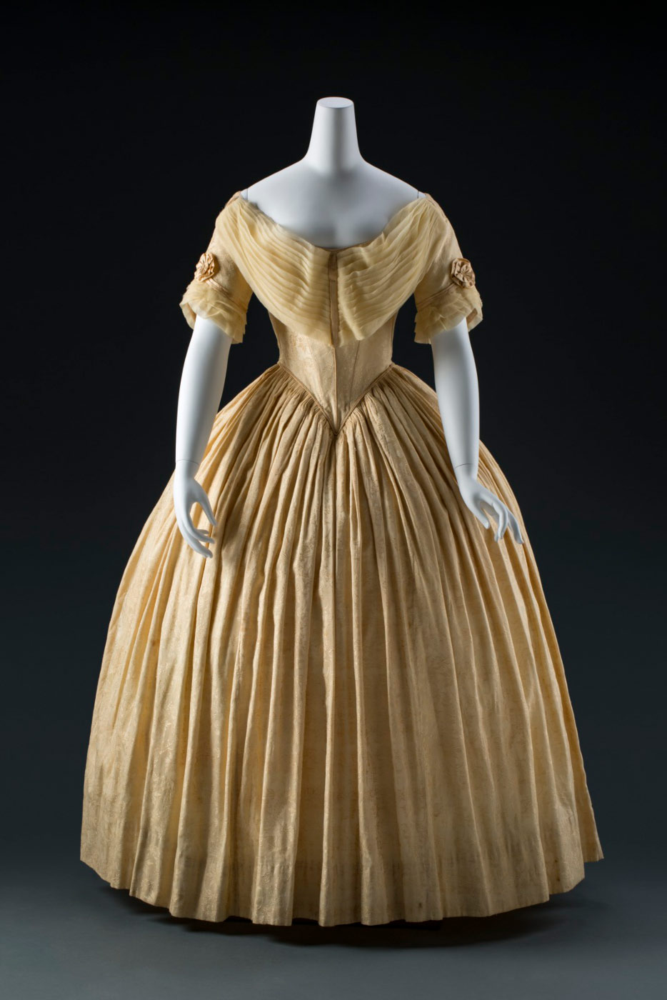 Front view of a silk damask dress. - click to view larger image