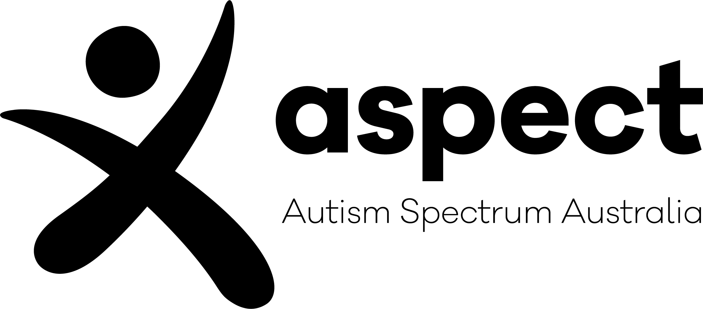 Black and white Aspect, Autism Spectrum Australia logo.