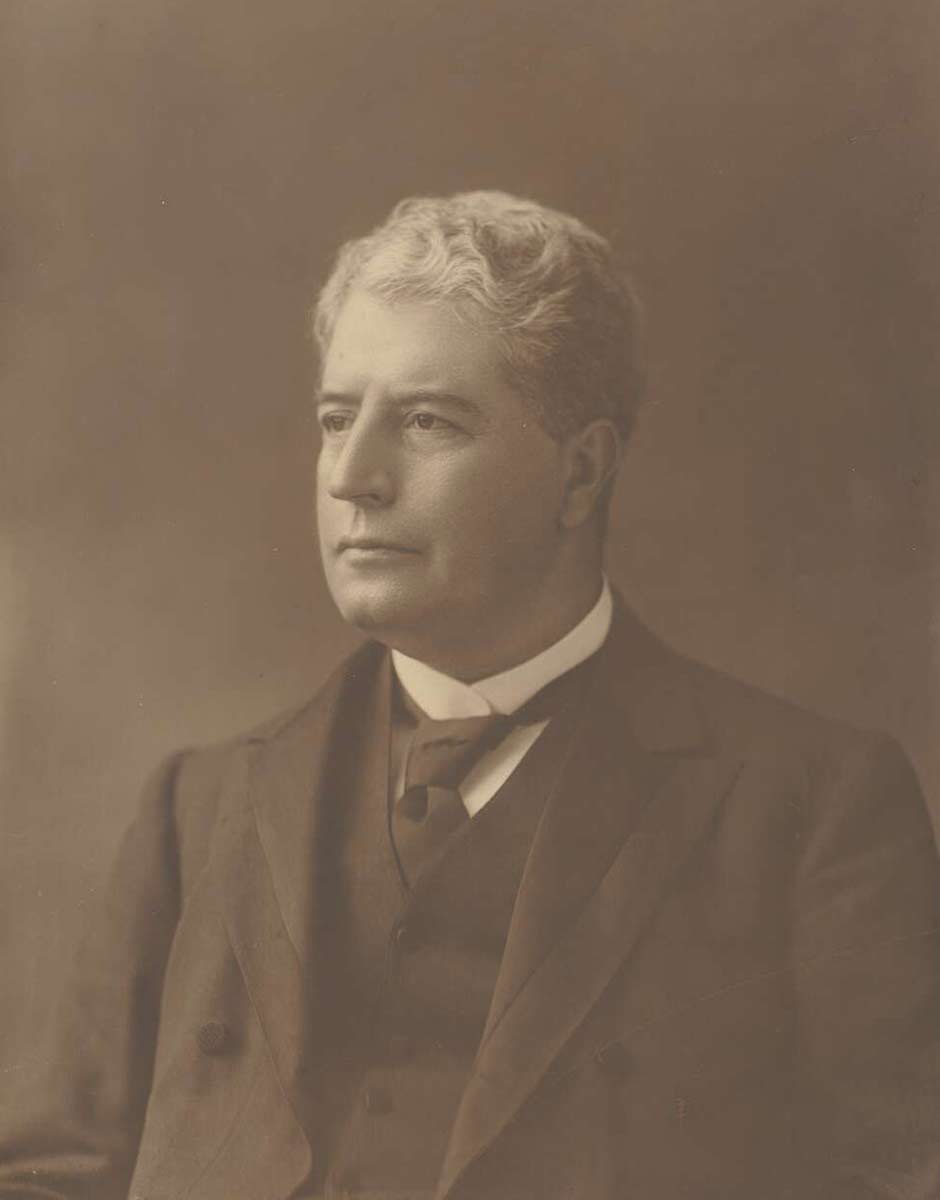 Black and white portrait photo of Edmund Barton. - click to view larger image