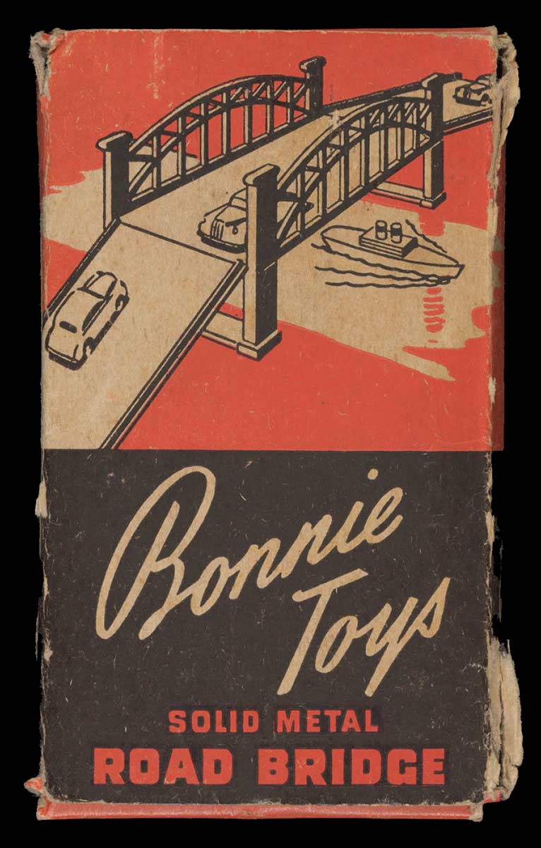 Box cover of Bonnie Toys solid metal road bridge with side ramps. - click to view larger image