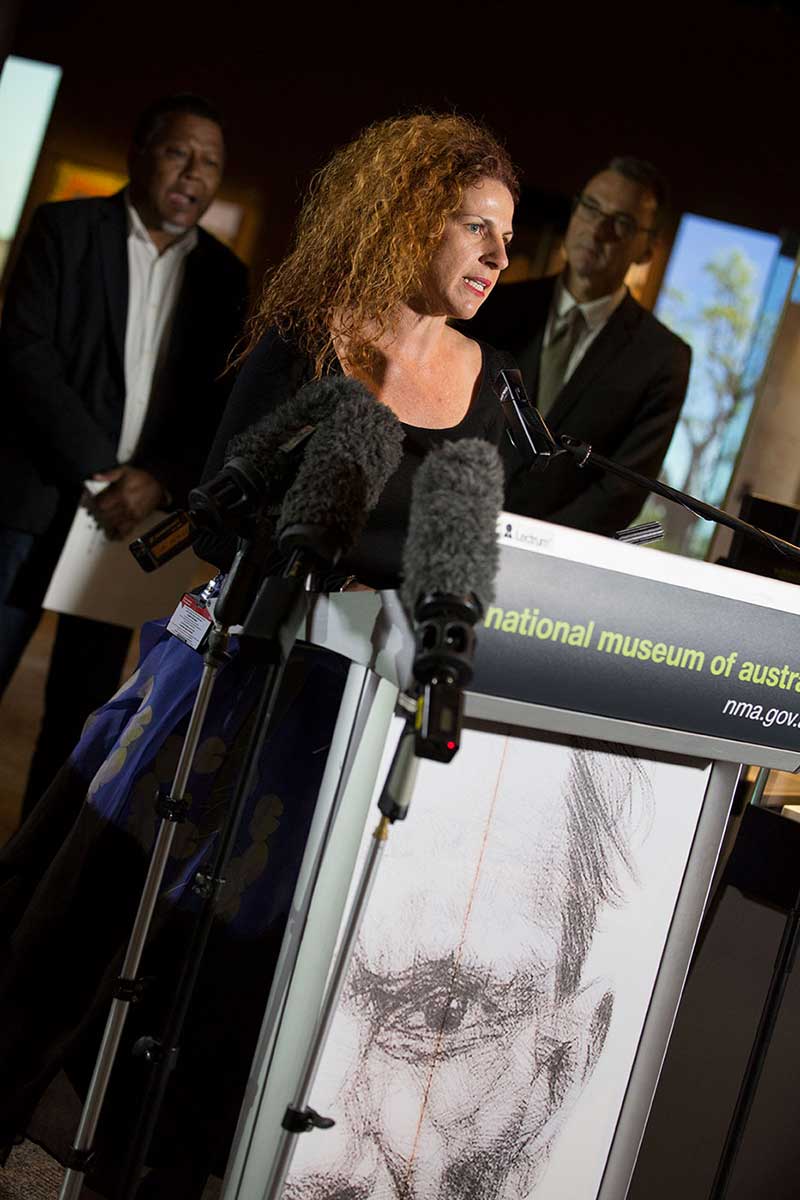 Kelli Cole addressing the media. - click to view larger image
