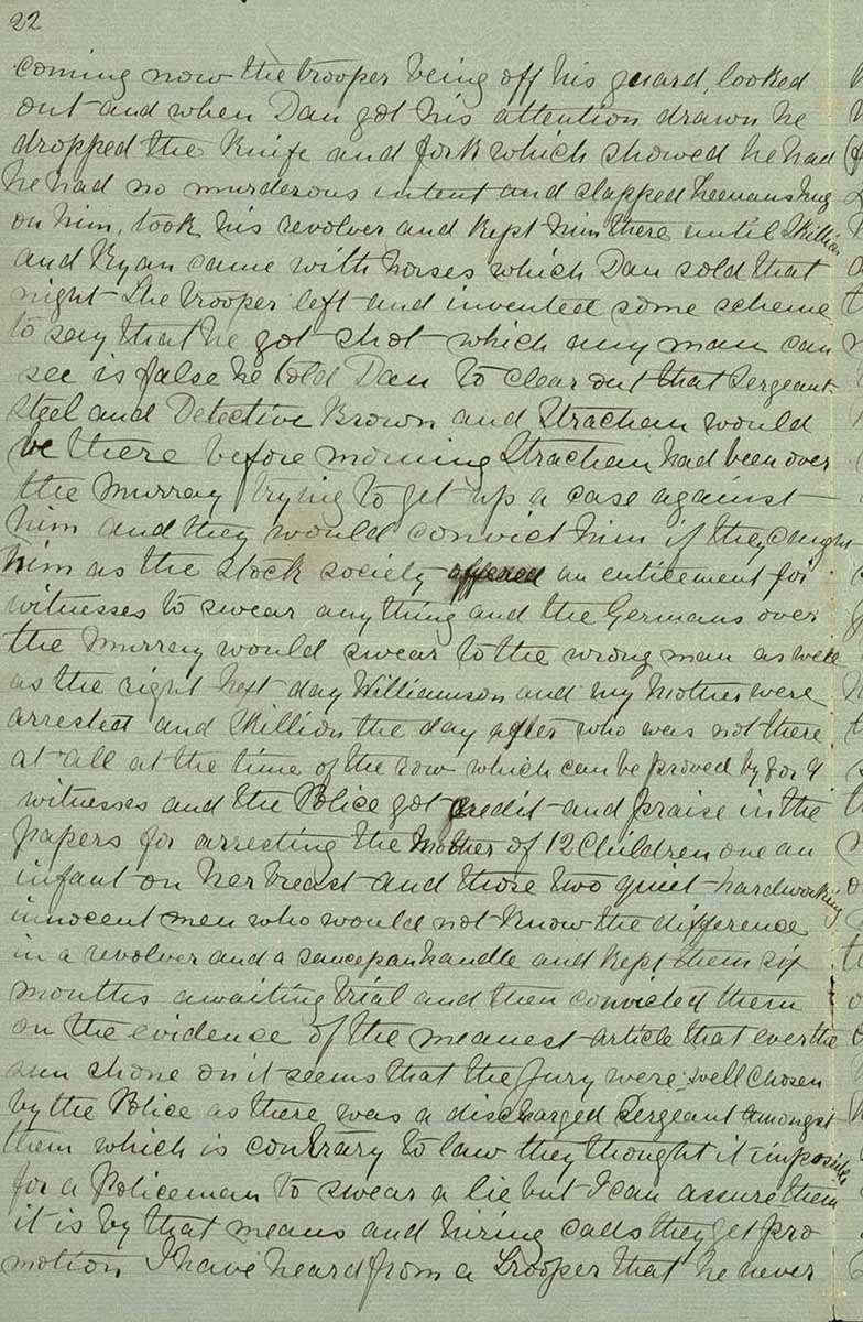 Page twenty two of Ned Kelly's Jerilderie letter. - click to view larger image