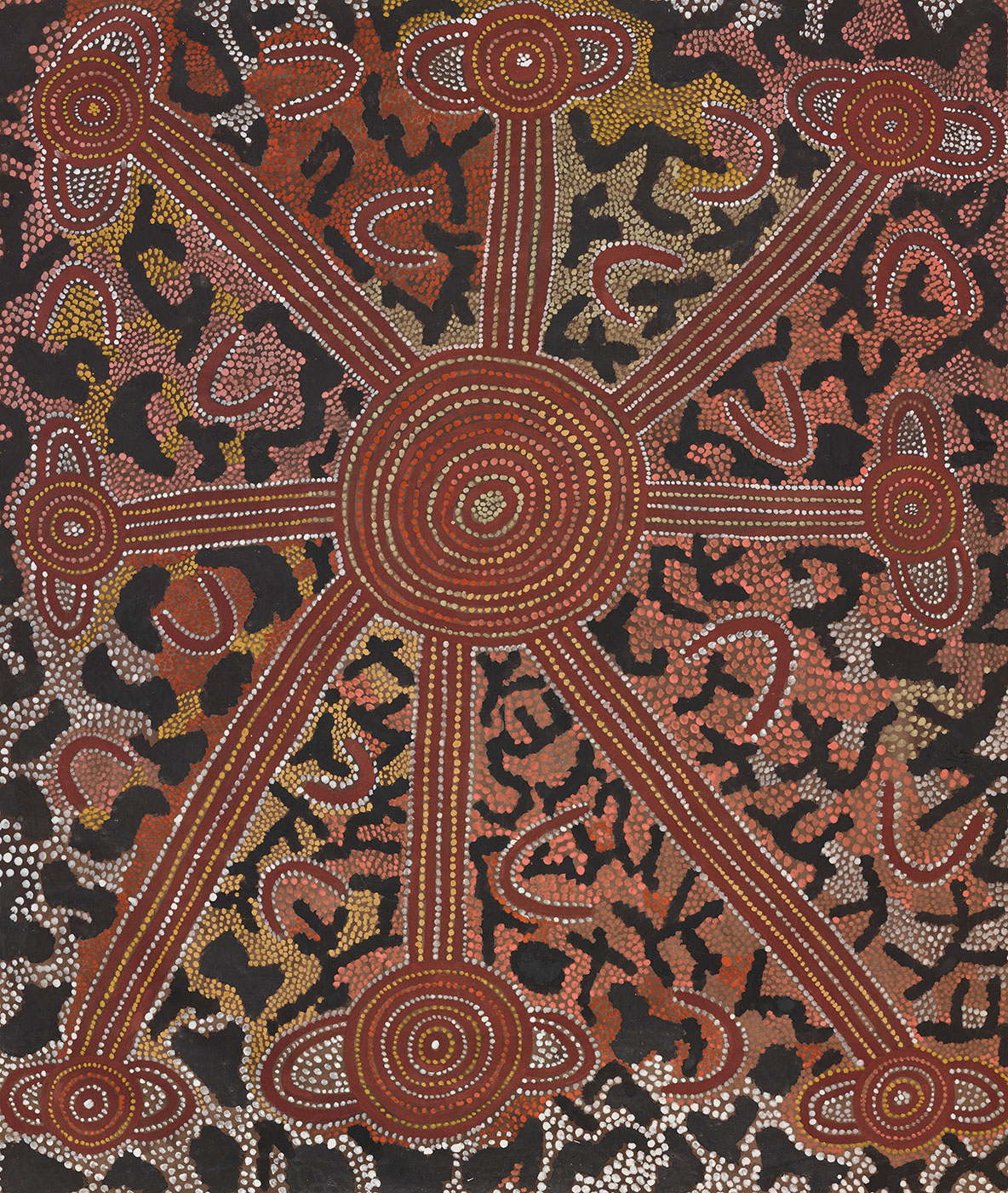 Making Spears 1975 by Long Jack Phillipus Tjakamarra. - click to view larger image