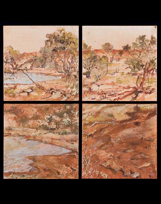 Composite image of two oil paintings. - click to view larger image