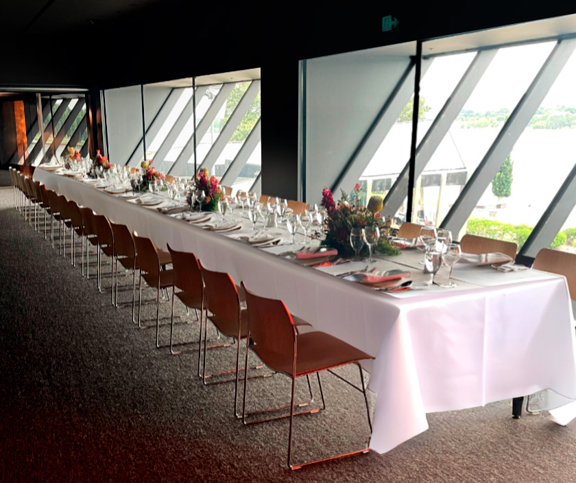 Function set up in the Lakeside Landing of the National Museum of Australia.