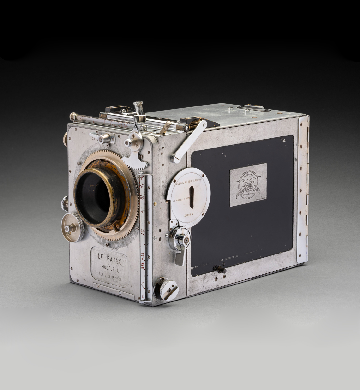 Debrie Parvo model 'L' 35mm hand-crank movie camera and accessories, used by Frank Hurley