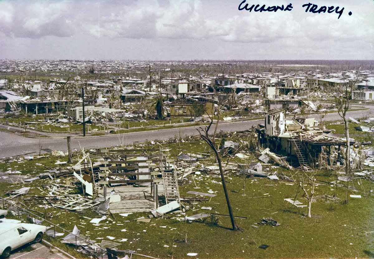 A colour photo of the Darwin suburb of Wagaman after being destroyed by Cyclone Tracy.
