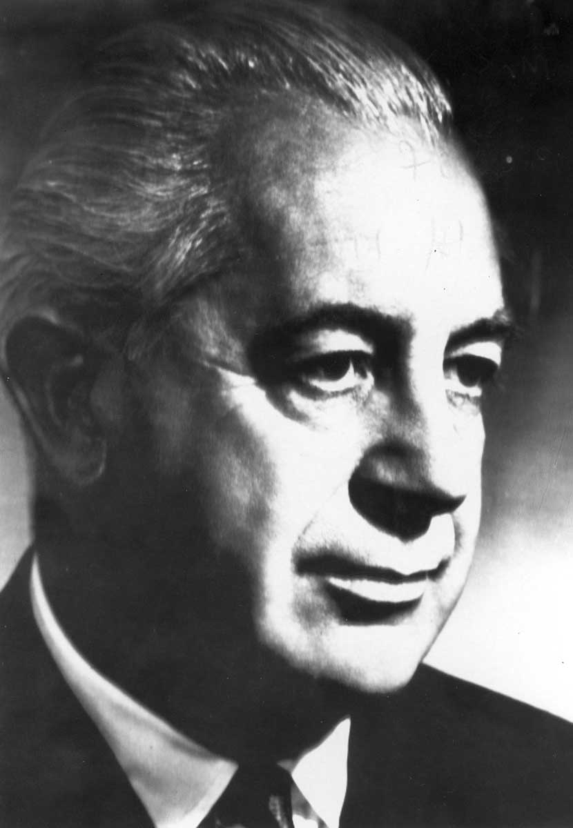 Black and white portrait photo of Harold Holt. - click to view larger image