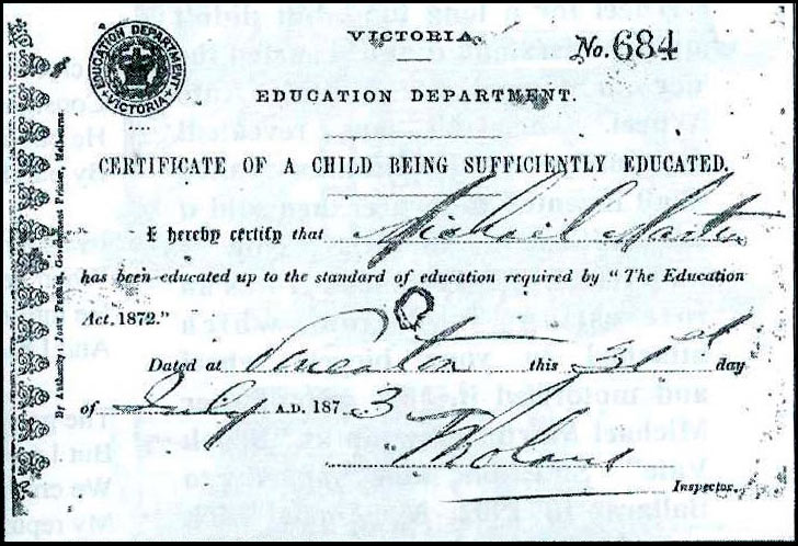 free education introduced national museum of australia schooling certificate