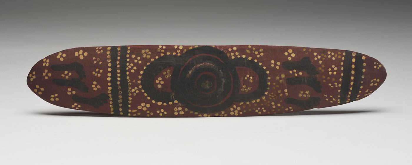 Dancing board 1981 made by Pansy Napangarti (Napangati). - click to view larger image