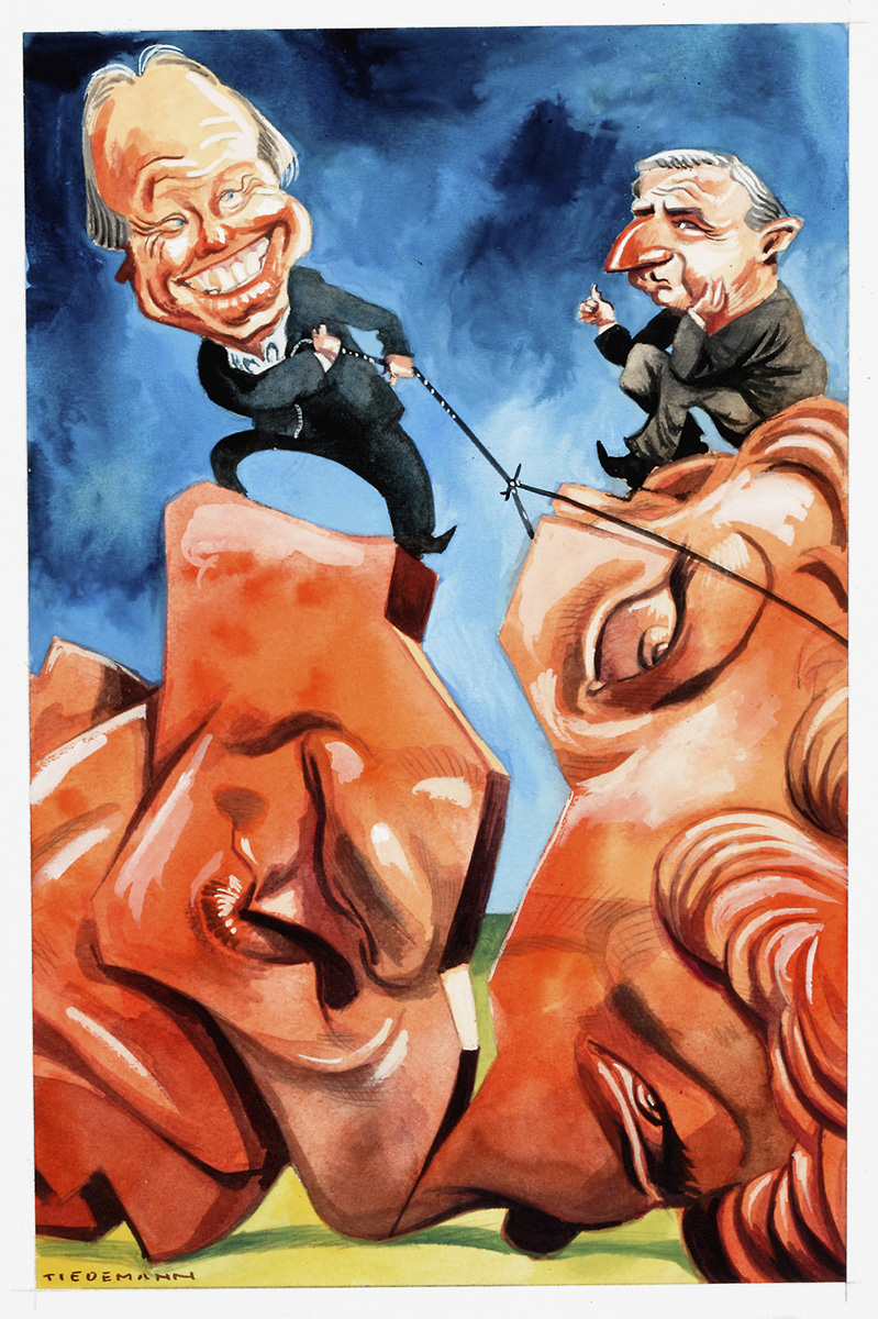 A cartoon of two men trying to repair a broken statue of Pauline Hanson. - click to view larger image
