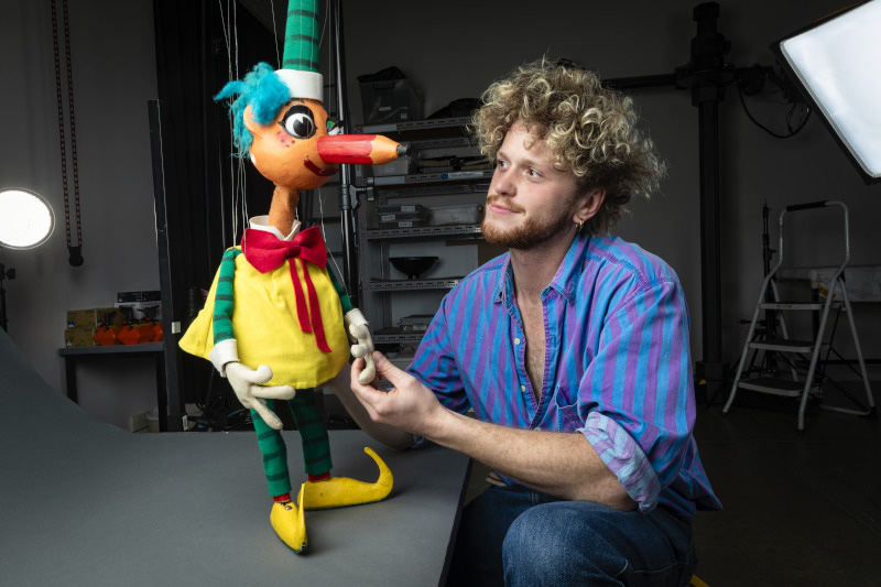 Tom Hetherington-Welch and Mr Squiggle. 