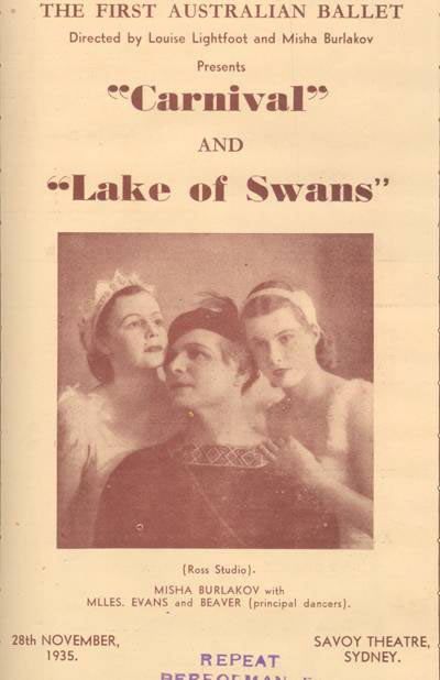 The program’s cover is dominated by a photo of three performers. A man is at the centre and a woman is leaning on each of his shoulders - click to view larger image