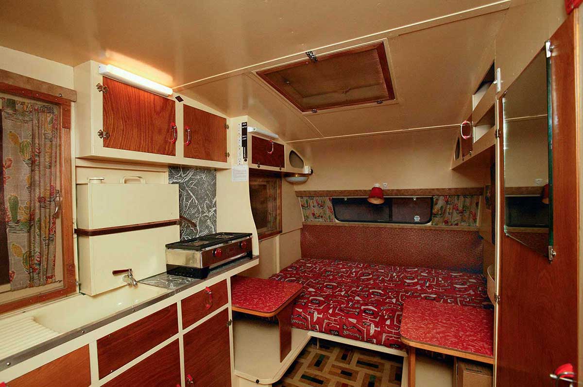 Interior of a vintage caravan