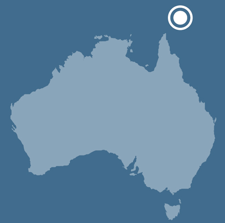 A map of Australia indicating the location of Tudu in the Torres Strait. - click to view larger image