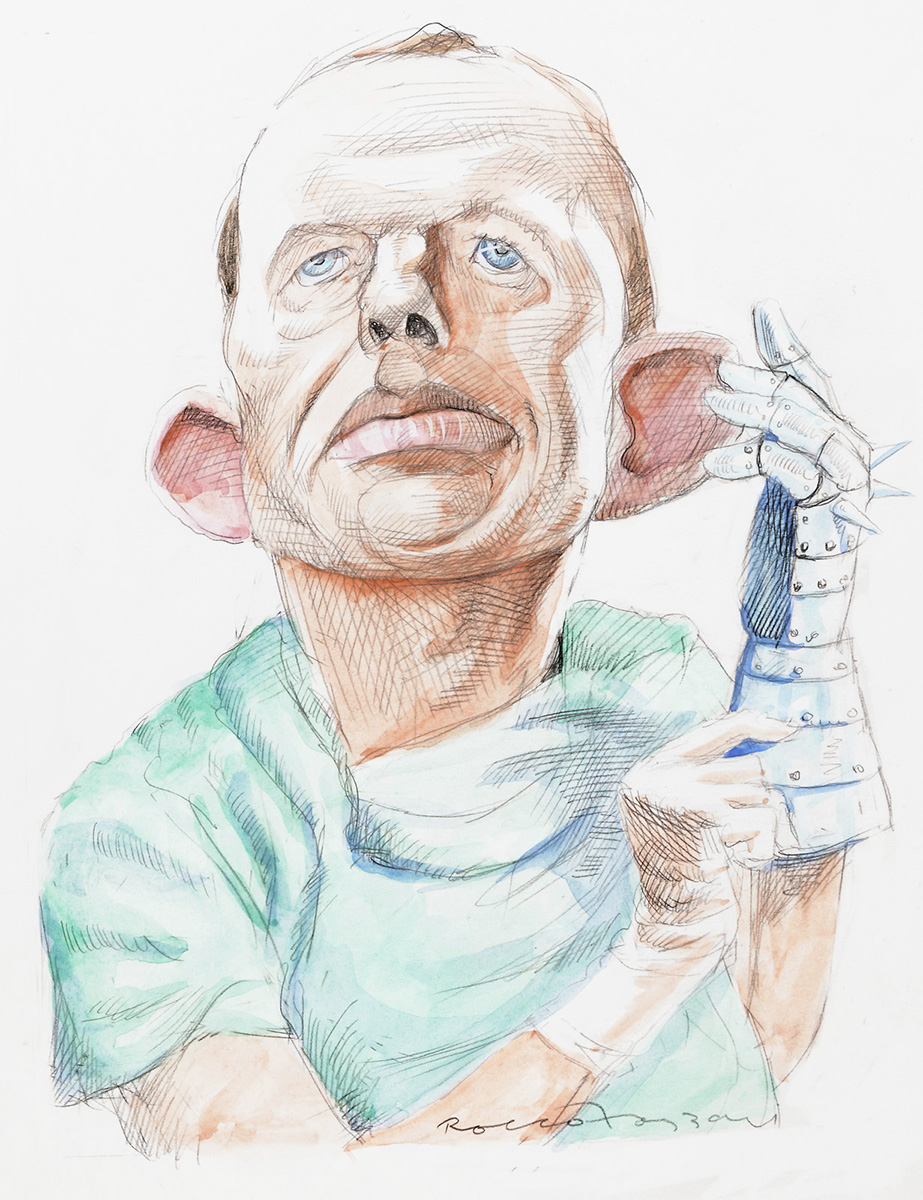 Tony Abbott pulling on a spiked gauntlet. - click to view larger image