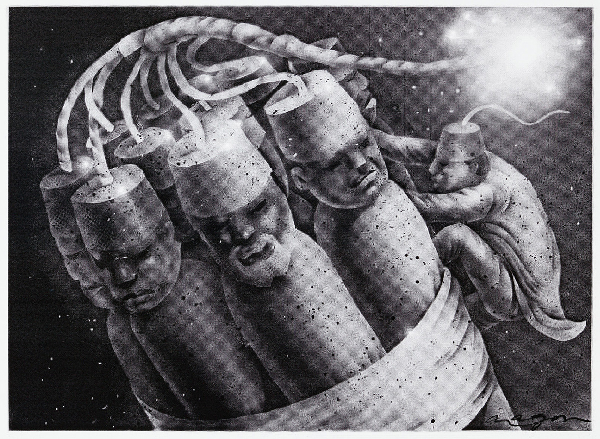 A cartoon of a bundle of men wearing fezzes. They are bound together like a bundle of dynamite, and tassels on the fezzes are linked to form a fuse, burning at the tip. Another man hangs from the side of the bundle. - click to view larger image