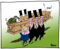 Cartoon of Kevin Rudd and five pallbearers carrying John Howard's coffin, as a nail pops out of the top.