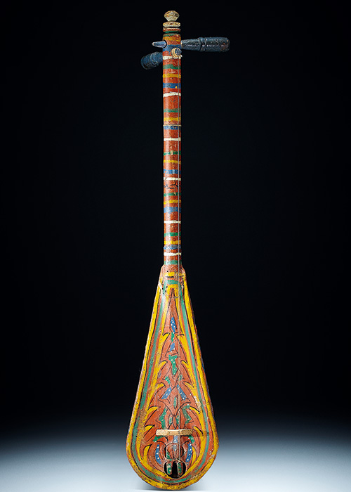 A lute made from wood and animal fibres - click to view larger image