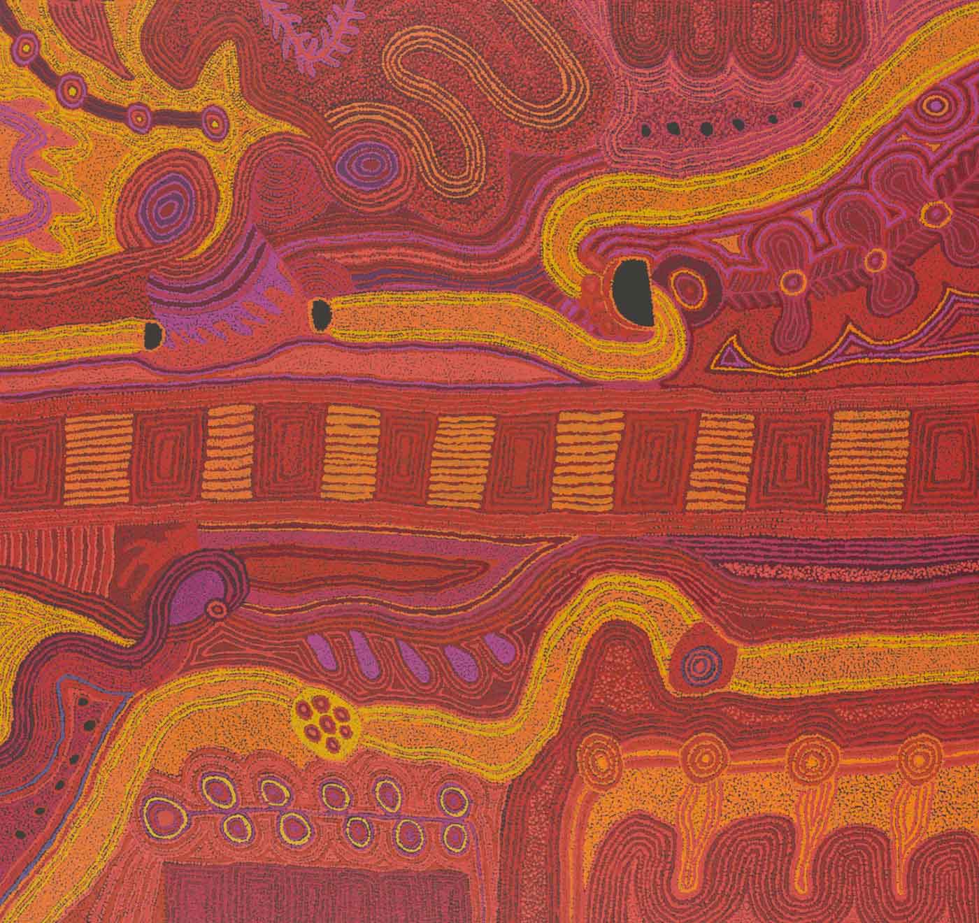Painting titled Kungkarangkalpa Attila by Tjunkaya Tapaya.