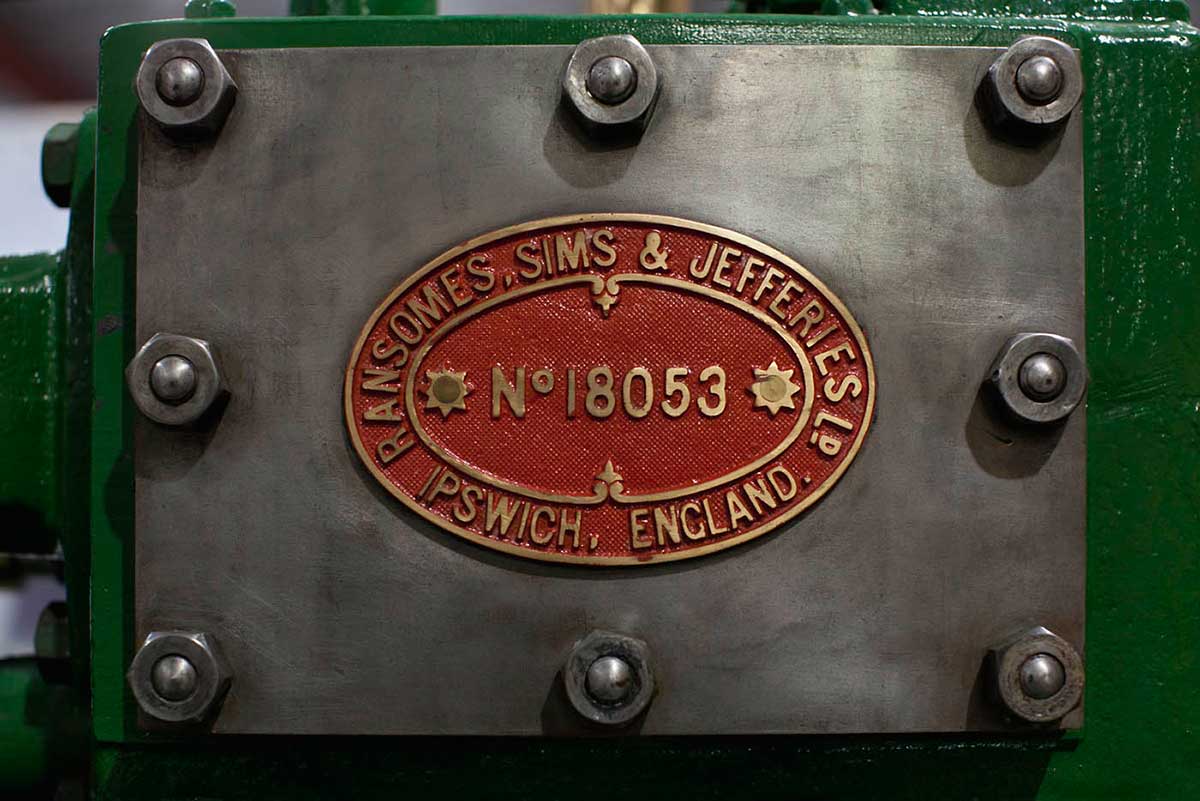 A colour photograph of an engine plate showing the serial number 'No. 18053'. - click to view larger image