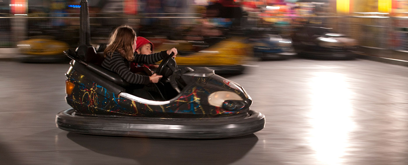 Two children in a dodgem car. - click to view larger image