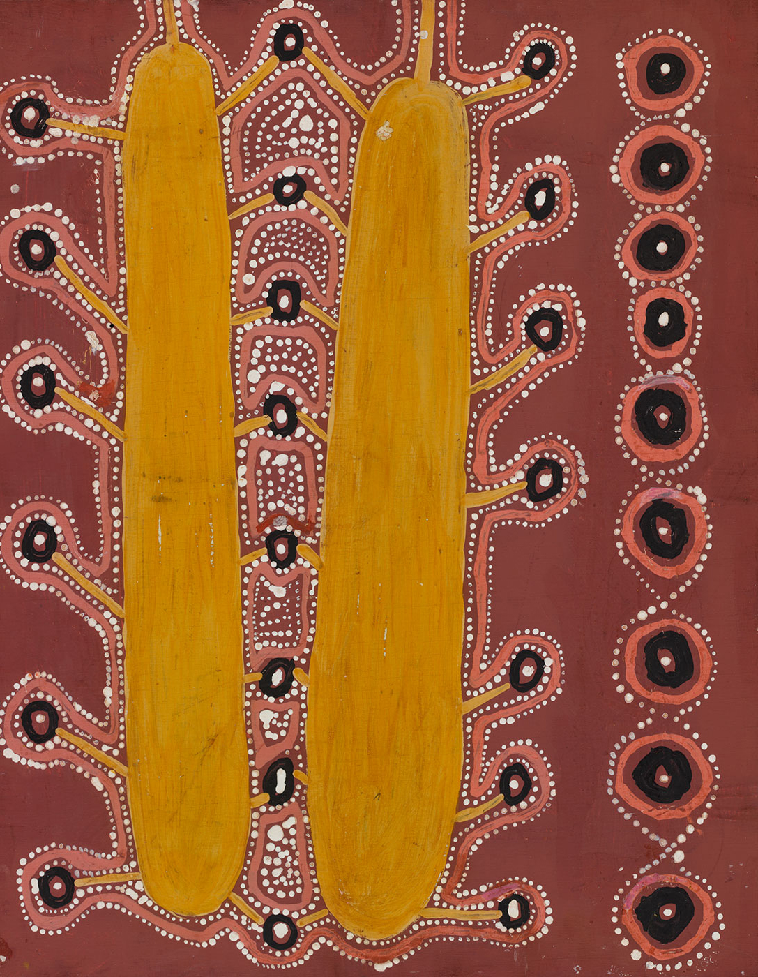 Medicine Story 1971 by Uta Uta (Wuta Wuta) Tjangala. - click to view larger image