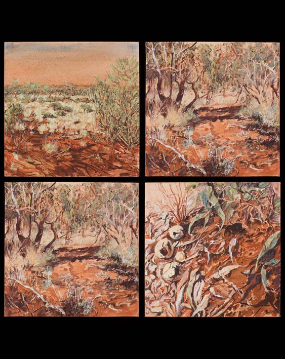 Composite image of two oil paintings. - click to view larger image