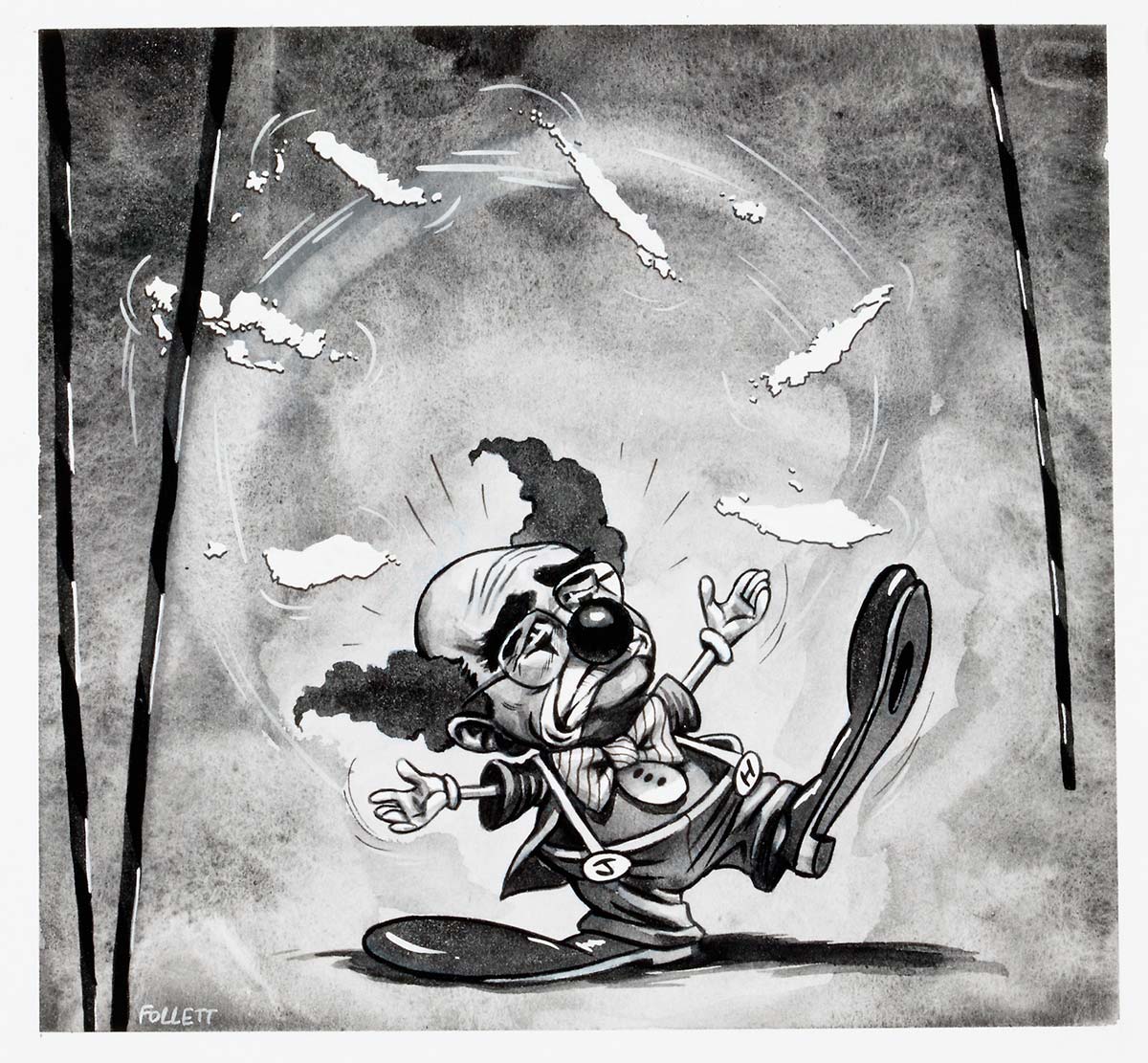 A cartoon depicting John Howard dressed as a clown. - click to view larger image