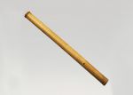 A bamboo nose flute, closed at both ends. It has six holes along the stem: three are in a row, one at each end, and the other in the middle.