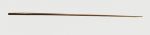 Spear made from a greyish-brown wood with its end resembling that of a billiard cue that tapers sharply towards the point.