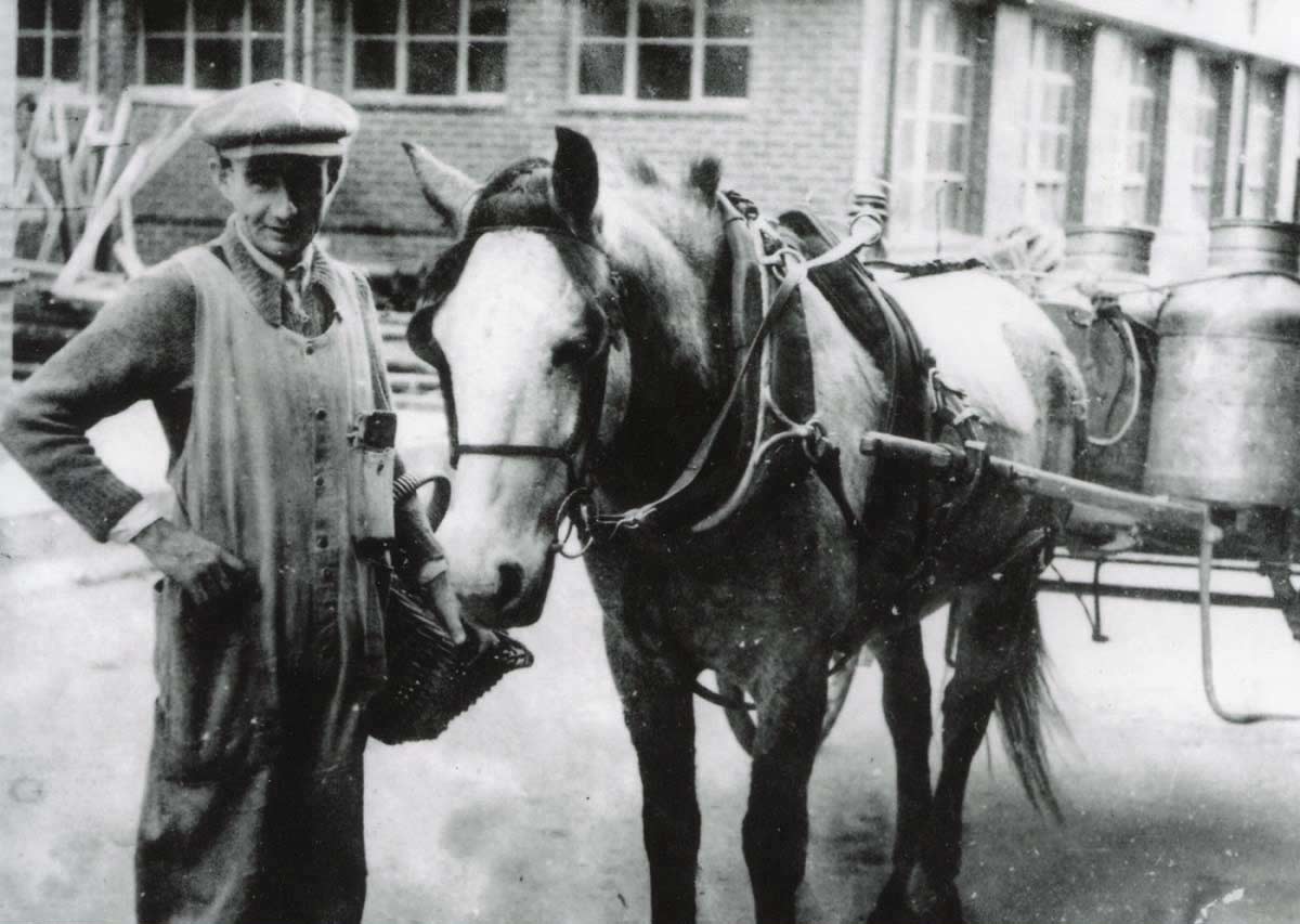 James Tighe with a milk delivery wagon - click to view larger image
