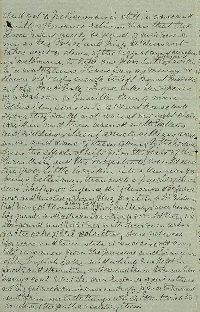 Page thirty two of Ned Kelly's Jerilderie letter. - click to view larger image