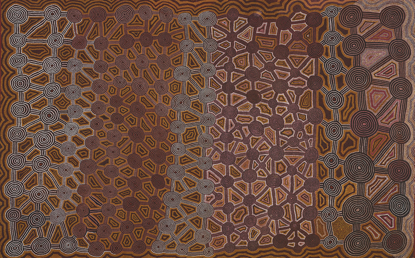 Tingarri Dreaming 1981 by Charlie Tjapangarti. - click to view larger image
