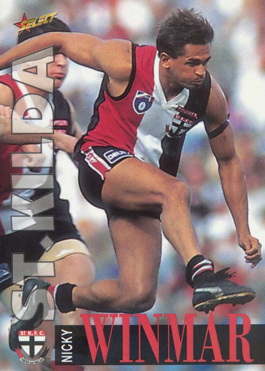 AFL trading card of Nicky Winmar of St. Kilda. - click to view larger image