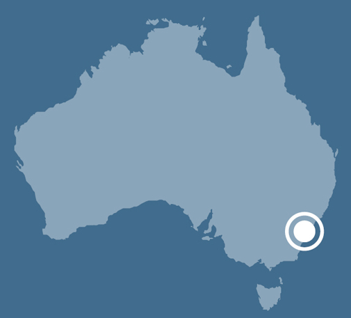 A map of Australia indicating the location of Botany Bay in New South Wales.