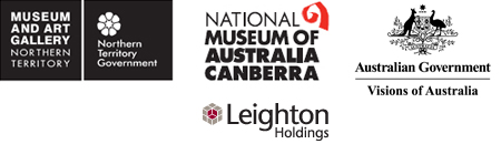 Logos for Museum and Art Gallery Northern Territory, Northern Territory Government, Australian Government Visions of Australia and Leighton Holdings.