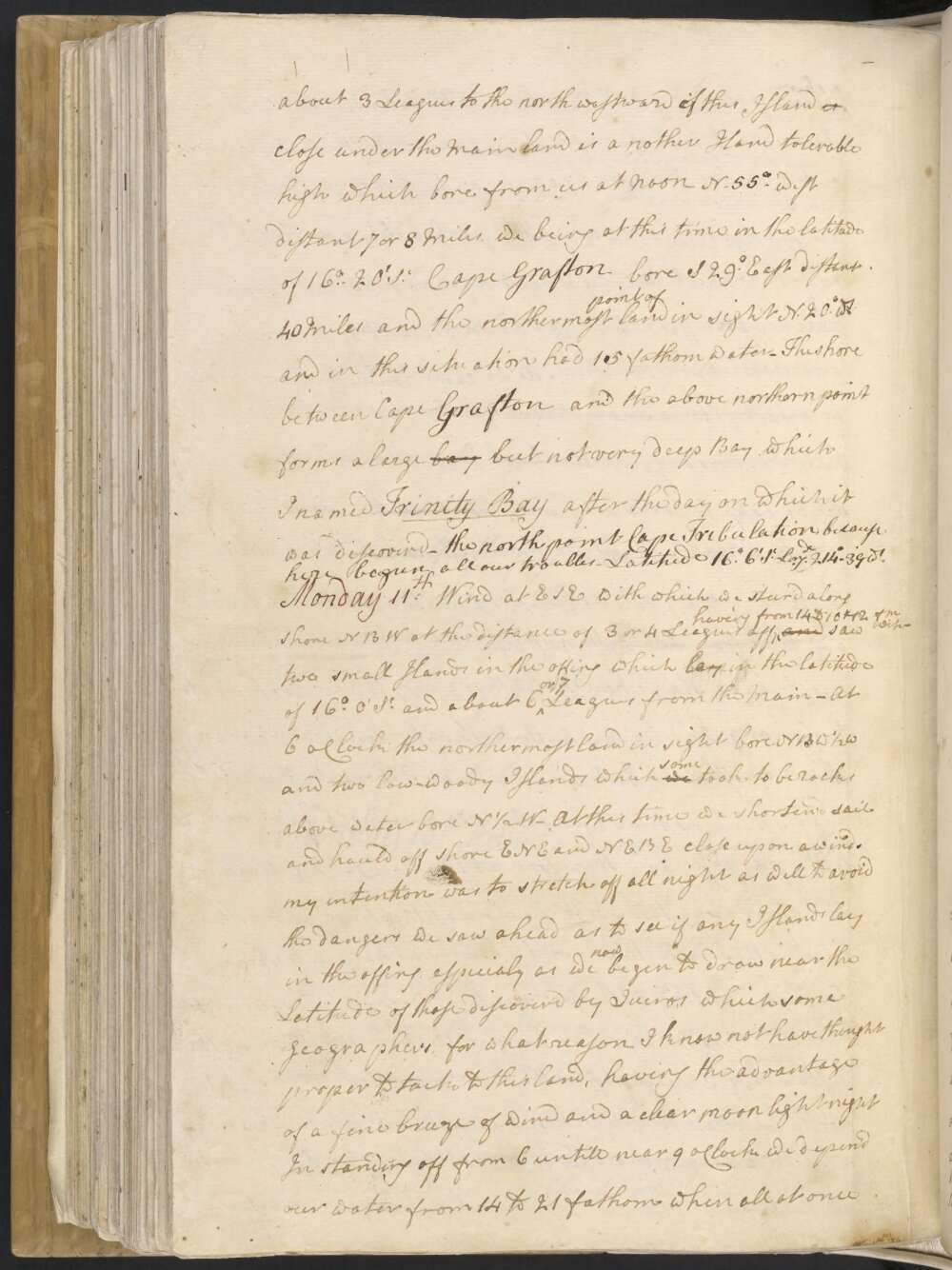 Handwritten journal entry by James Cook - click to view larger image