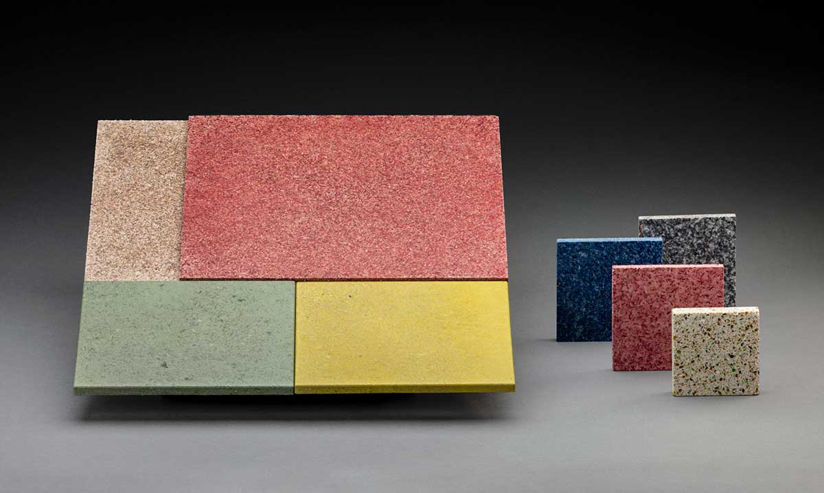 Set of coloured tiles on display. - click to view larger image