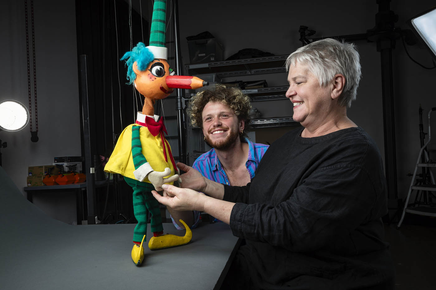Rebecca Hetherington and Tom Hetherington-Welch with Mr Squiggle.