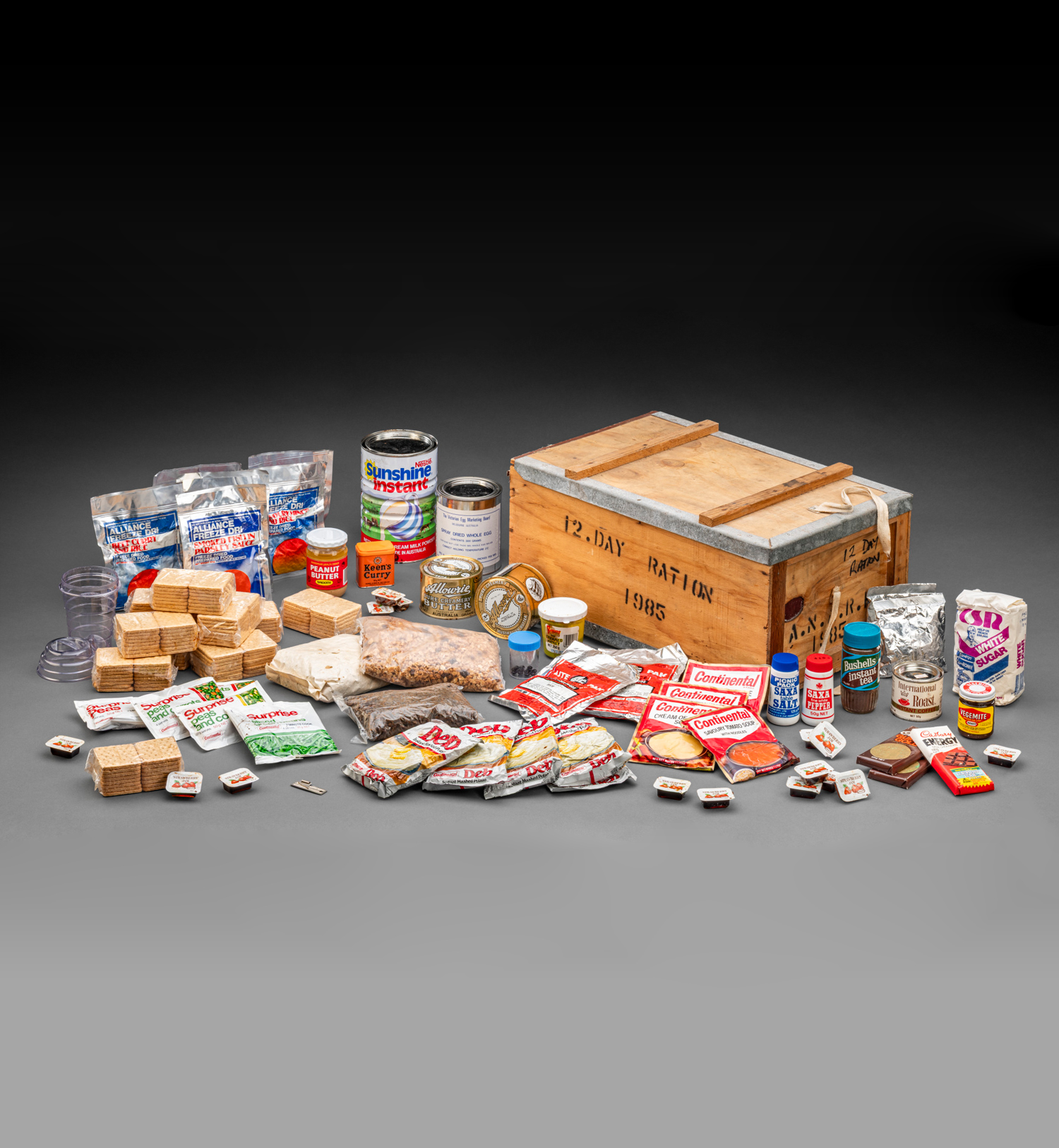 12-day ration pack issued to ANARE expeditioners in Antarctica, 1985