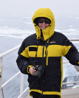 Photo of Rhonda Bartley in a polar landscape.