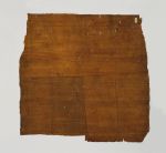 Thin single-layered barkcloth with an orange-ochre colour, decorated with parallel red lines on one side.