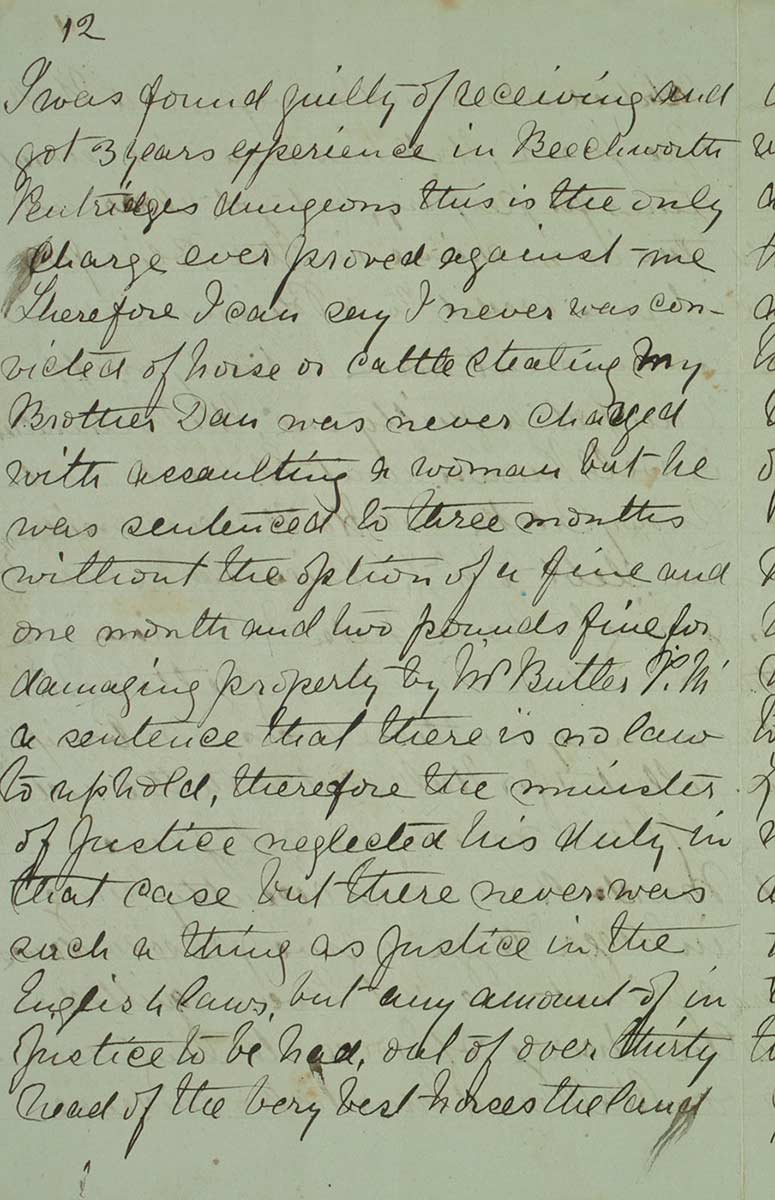 Page twelve of Ned Kelly's Jerilderie letter. - click to view larger image