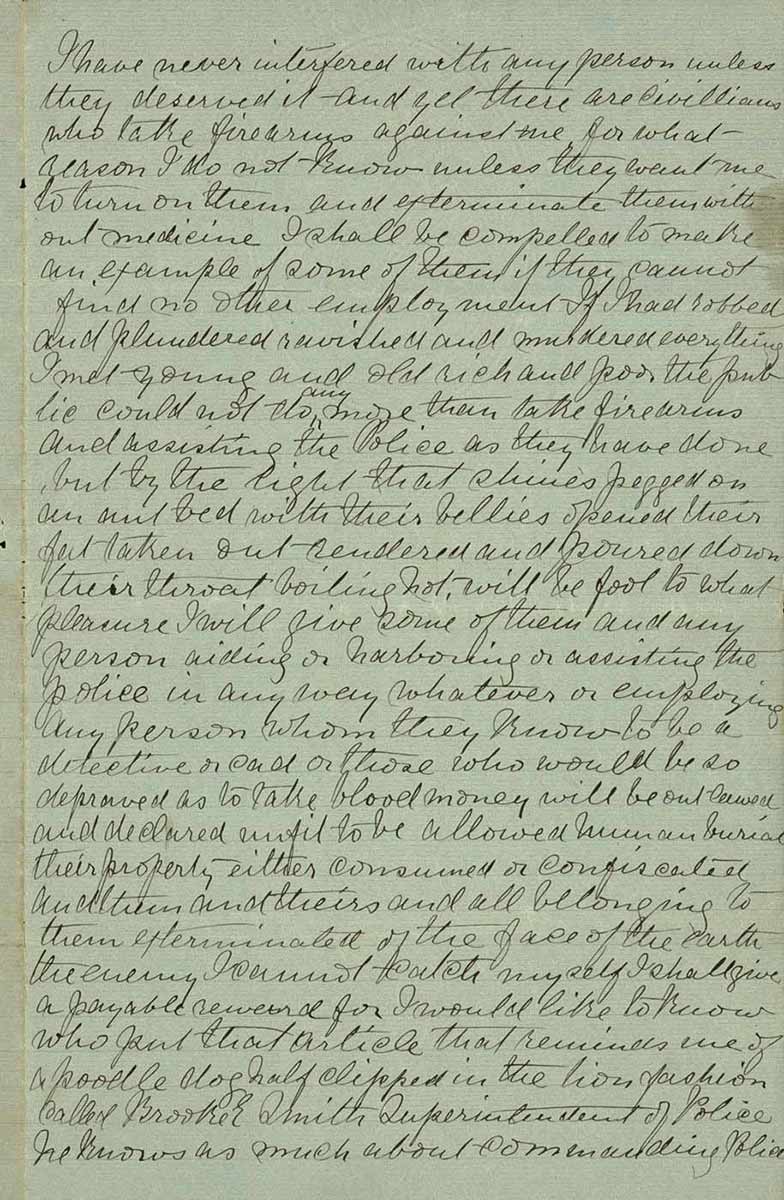 Page thirty three of Ned Kelly's Jerilderie letter. - click to view larger image